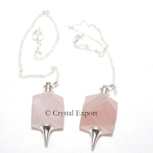 Pendules carrés en quartz rose: Pendules carrés en quartz rose à vendre Pendule en cristal pour chakra de guérison - Product Image 1