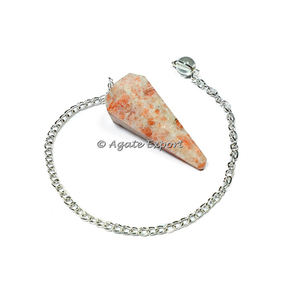 Healing polished Sunstone 6 Faceted Pendulums by online - Product Image 1