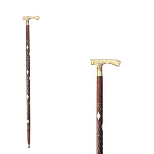 Calyron 34 "Bastón plegable de madera Diseño de cuadros náuticos Mango de agarre de latón Estilo antiguo Modelo SAIWS1901 para aleación de ancianos - Product Image 2