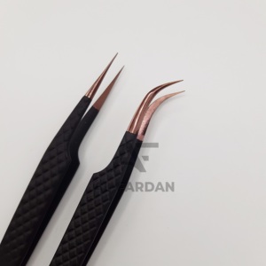 Haute qualité or Rose forte pince à épiler d'extension de cils incurvés durable en acier inoxydable Volume cils en gros - Product Image 2