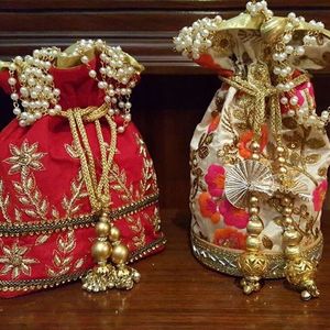 Elegante nueva llegada elegante Zari trabajo seda Potli para mujer nupcial boda bolsos noche Potli bolsa para mujeres para eventos festivos - Product Image 1