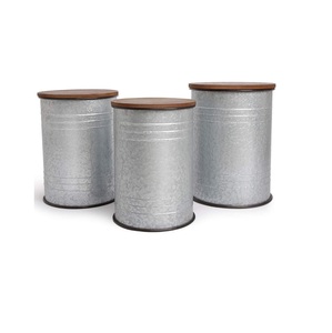 Mesa de almacenamiento galvanizada con tapa de madera para muebles decorativos para el hogar, sala de estar, uso en la oficina - Product Image 1