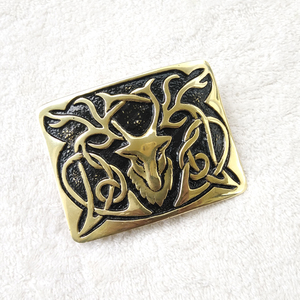 Hebilla de cinturón Kilt de cobre Cabeza de ciervo Tacto de tigre medieval - Product Image 3