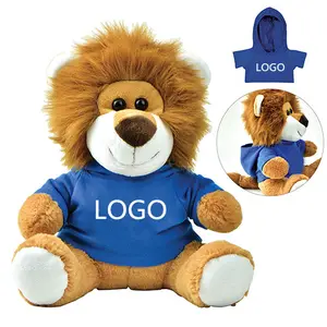 Animales de peluche suaves con Logo OEM, venta al por mayor, León adorable con camisa