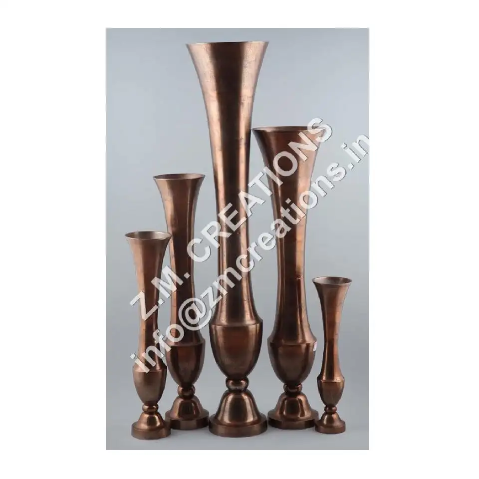 Flower Vases Set Aluminum Large Pillar Design Wedding Decoration Tall Floor Standing Modern Collection Flower Vase High Quality