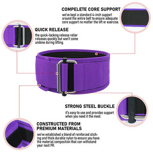 Ceinture d'haltérophilie de couleur violette, ceinture d'haltérophilie en Nylon Eva, ceinture de gymnastique Misha Sports & Fitness PK, Logo personnalisé - Product Image 5