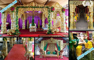 Magnifique mariage en fibre papillon Mandap Look chic mariage indien Mandap magnifique or fibre sculpté meilleur mariage Mandap vente Royaume-Uni - Product Image 4