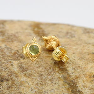 Pendientes minimalistas de Plata de Ley 925 con gema de peridoto Natural, joyería fina, chapado en oro, precio barato - Product Image 5