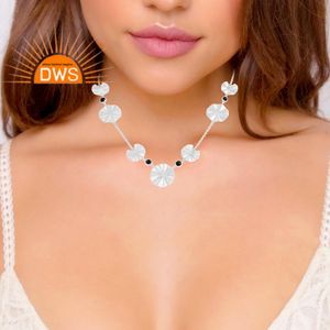 Disco ondulado diseñador 925 collar de plata esterlina collar de piedras preciosas de ónix negro Joyería Al por mayor colección clásica - Product Image 3