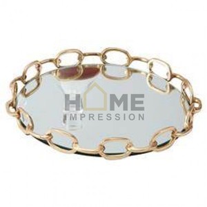 New Elegant Design Tableware Food Serving Tray Round Wooden Tray With Silverware Handle for Home <b>Hotel</b> Accessories <b>Supplies</b> - Product Image 5