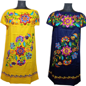 Vente chaude 2022 Mexicain Vintage Maxi Rayonne À Manches Courtes Robe D'été Élégant Mode Dames - Product Image 1