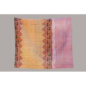 Couette Kantha vintage indienne cousue à la main couvre-lit réversible couvre-lit pour la maison ou l'hôtel coton rempli été utilisation - Product Image 3