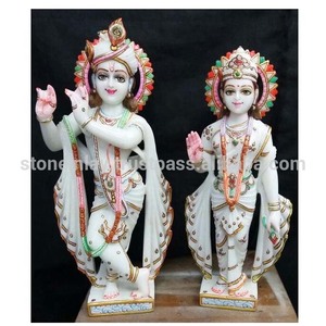 Blanc Marbre Radha Krishna Debout Statue - Product Image 1