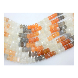 100% Pure Multi Moonstone Faceted Rondelle Stone Beads Perles de pierres précieuses en vrac - Product Image 1