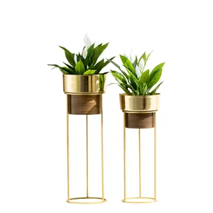 Support pour plantes Support pour pots de fleurs en or Intérieur Extérieur en métal Porte-plantes en or en pot Présentoir pour plantes Fabricant - Product Image 1