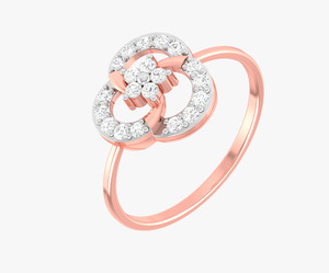 Bague en or rose 14 carats avec diamant rond serti à griffes de 0,25 carat pour femme, élégante, avec halo floral, bijou de fiançailles, cadeau de joaillerie fine |   Meilleur prix - Product Image 1