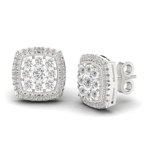 1/2 TCW Real Diamond Cluster <b>Stud</b> <b>Earrings</b> | 10K White Gold Square Halo Design Sparkling <b>Fine</b> Jewelry Gift for Women Exporter - Product Image 1
