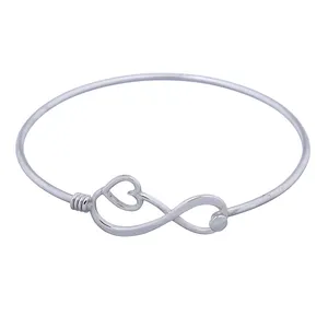 Eternal Love Eternity Symbol 925 Sterling Silver Bangle Bracelet Snap Bracelet for Women