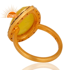 Bague de pierre de lune jaune naturelle en argent, fabricant de bijoux en pierre précieuse, Look tendance, plaqué or 18 carats - Product Image 3