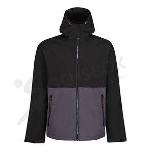 Veste Softshell Respirante pour Homme Gris Noir à Capuche Col Montant Imperméable Coupe-Vent Extérieur Fermeture Éclair Légère Nouveauté - Product Image 3