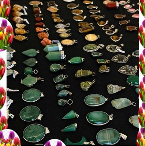 Bijoux en Agate Naturelle Multi Forme Gems Pendentif Vente en Vrac Agate 925 Argent Lunette Ensemble pendentif Pour Cadeau d'Anniversaire - Product Image 1