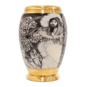 Large Memorial Urn Design Blood of Christ Cremation Urn for Human Ashes Metal Brass Funeral Supplies