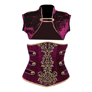 Heavy Duty Tight Lacing Waist Shaper Steel Boned Underbust Barreiro Velvet Corsets - Product Image 4