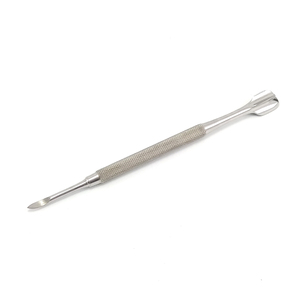Pousse-cuticules double tête en acier inoxydable avec manche moleté pour manucure - Product Image 1