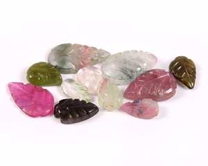 Pendentif en tourmaline rose sculpté à la main Design feuille fantaisie Cabochon naturel pierre précieuse pour la fabrication de bijoux pierres précieuses en vrac - Product Image 3