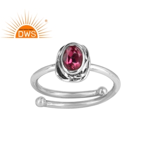 Natural Pink Topaz Oval Shape Gemstone <b>Ring</b> Wholesaler 925 Sterling Oxidized <b>Indian</b> Designer Silver <b>Ring</b> Jewelry Supplier - Product Image 1