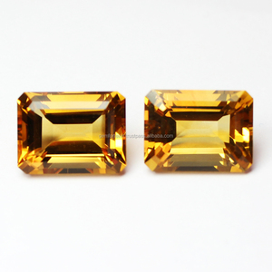 พลอยซิทรีนแบบหลวม8X12MM ซิทรินปรับเทียบได้สีเหลืองมะนาวเครื่องประดับอินเดียคุณภาพสูงทำด้วยมือหินเหลี่ยมเพชรพลอย Citrine - Product Image 4