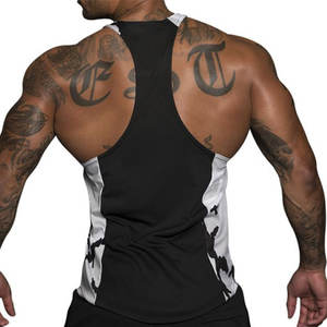 Débardeur de sport pour hommes personnalisé Fitness Stringer Gym Grande taille décontracté tricoté respirant coton uni broderie de musculation - Product Image 2
