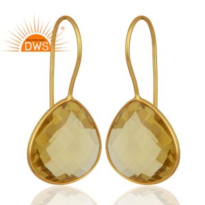 Lemon Topaz Gemstone Earrings Wholesale Gold Plated Designer 925 Silver Hook Earrings Jewelry Suppliers - Product Image 2