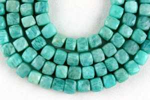 8 \ "Long 1 Brin Facettes Cube Forme Naturel Amazonite Perles Vert Pierre Précieuse pour Bracelet Fait Main Collier Bijoux - Product Image 6