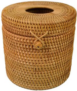 Boîte à mouchoirs unique en rotin naturel, organisateur de table, léger, durable, artisanat du Vietnam - Product Image 1