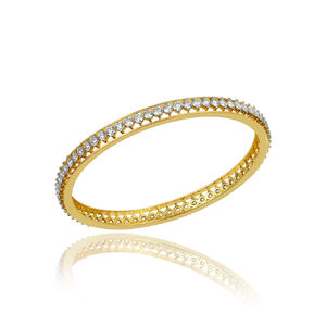 Luxury design high quality <b>gold</b> <b>plated</b> 925 sterling silver zircon white stone <b>bangle</b> for wedding anniversary party gift jewelry - Product Image 1
