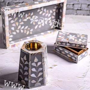 Ensemble de brûleurs d'encens arabe de luxe Mubkhar petit brûleur d'encens de luxe avec incrustation de nacre et d'os porte-encens à bas prix - Product Image 1