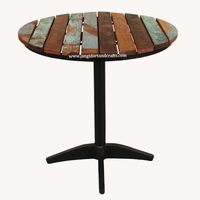 Beliebte billige Retro industrielle Fast-Food-Möbel Stand Sitz Cafe Restaurant Eisen Holztisch und 2 Pu Leder Stühle Set