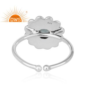 แหวนพลอยอะพาไทต์ ขายส่ง ดีไซน์ดอกไม้โบราณ เงินแท้ 925 แหวนปรับขนาดได้ เครื่องประดับ คอลเลคชั่นคลาสสิก - Product Image 3