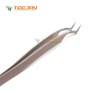 TEEJAY Baby Pink Powder Coated Stainless Steel Duck Shape 90 Degree Tweezer Smooth Tip Perfect Grip for Volume Eyelash - Product Image 5