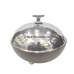 Conception martelée finition brillante vente chaude service de nourriture marmite casserole isolée servant une marmite arrondie - Product Image 1