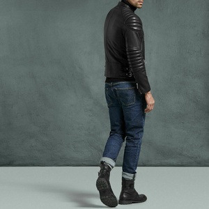 Chaqueta de Motociclista para Hombre, de Cuero Genuino, Impermeable y Transpirable, con Cuello Alto, Estilo Cadora, Personalizable, para Otoño, en Oferta - Product Image 4