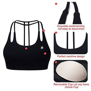 Soutien-gorge de sport sexy imprimé noir pour femme, en Spandex/Polyester, respirant et à séchage rapide - Product Image 3