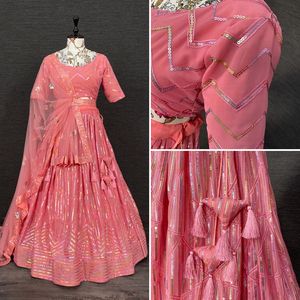 Lehenga choli แบบพรีเมี่ยมพร้อม dupatta และเข็มขัดปักเลื่อมเหมาะสำหรับงานแต่งงานและโอกาสพิเศษ - Product Image 6