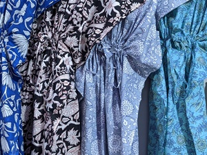 Robe caftan en coton à imprimé floral Streetwear d'été pour adultes avec tissu tricoté sans manches Taille naturelle - Product Image 6