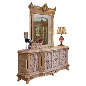 Italian Design Hand Made Carved Wood Bed Room Living Room Furniture Luxury Sideboard With Mirror