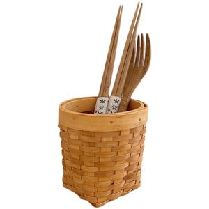 Portalápices retro tejido hecho a mano de viento vietnamita, soporte de madera maciza para escritorio, palillos, cucharas, tubo de almacenamiento, accesorios de adornos - Product Image 2