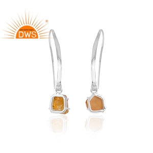 Indian Handcrafted 925 <b>Fine</b> Sterling Silver Natural Citrine Gemstone Dangle <b>Earring</b> for Women Jewelry Manufacturer - Product Image 4