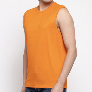 เสื้อกล้ามผ้าฝ้าย100% สำหรับผู้ชาย,เสื้อผ้าออกกำลังกายแบบลำลองสีล้วนไม่มีปกเสื้อระบายอากาศได้สำหรับฤดูร้อน - Product Image 6