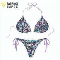 Maillot de bain bikini micro sexy noir personnalisé ensemble grande taille maillots de bain en nylon mini string et string 2 pièces Bsci vêtements de sport en gros